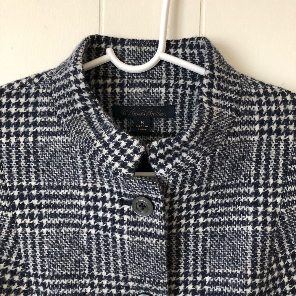 Brooks Brothers Black and White Plaid Wool Blend Blazer - Picture 3 of 7